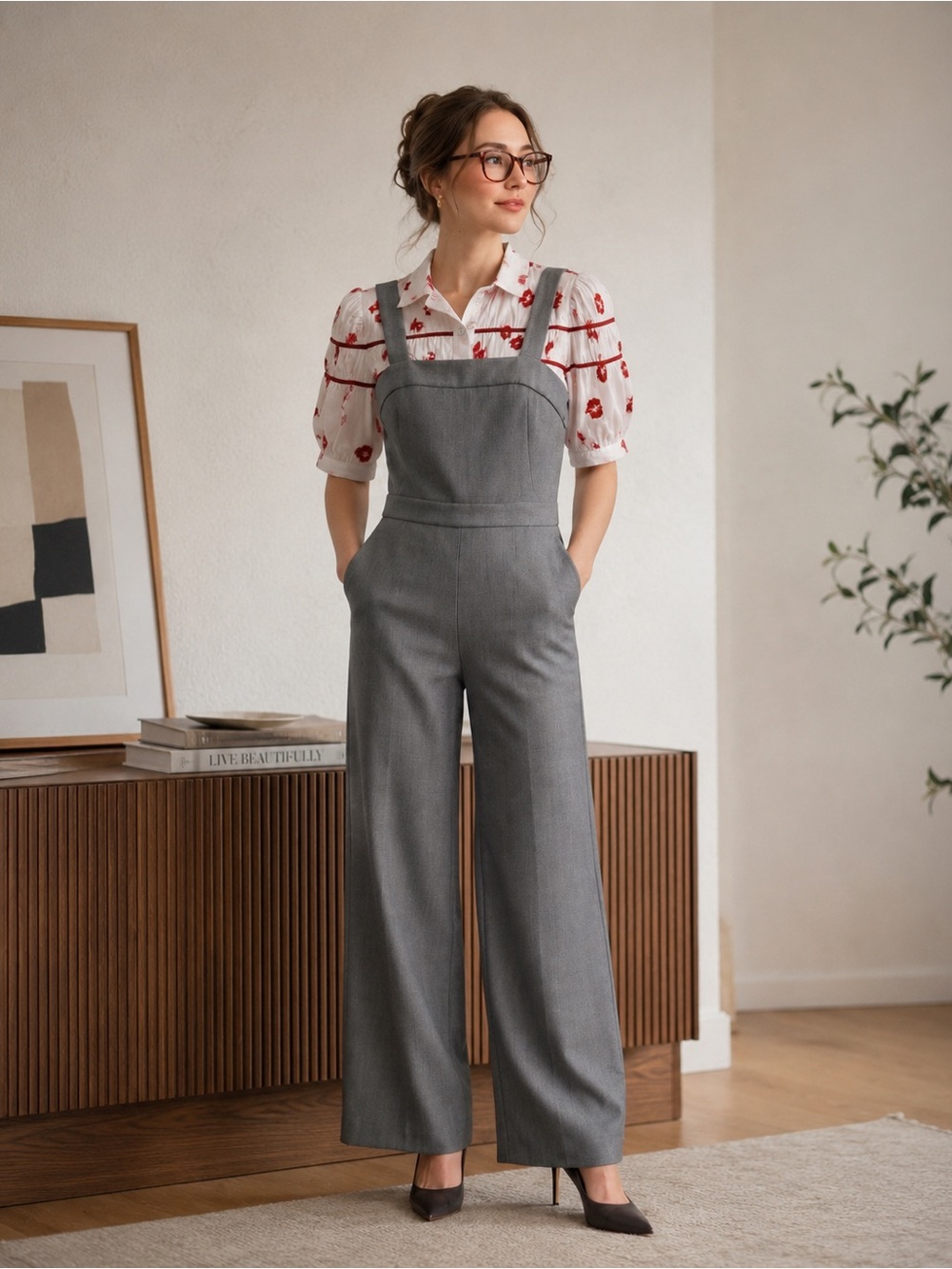 Club Monaco Gray Wide Leg Jumpsuit Size 2 Casual Chic - Picture 4 of 15